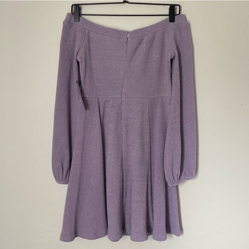 NWT Lulu's Flare Enough Lavender Off-the-Shoulder Skater Dress Small - Picture 3 of 9